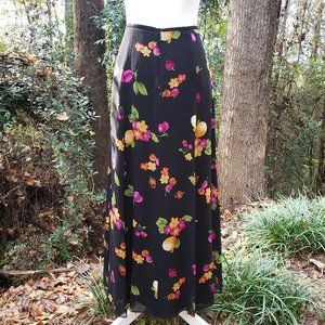 Dana Buchman Silk Skirt Floral Hot Tamales Print Size 6
